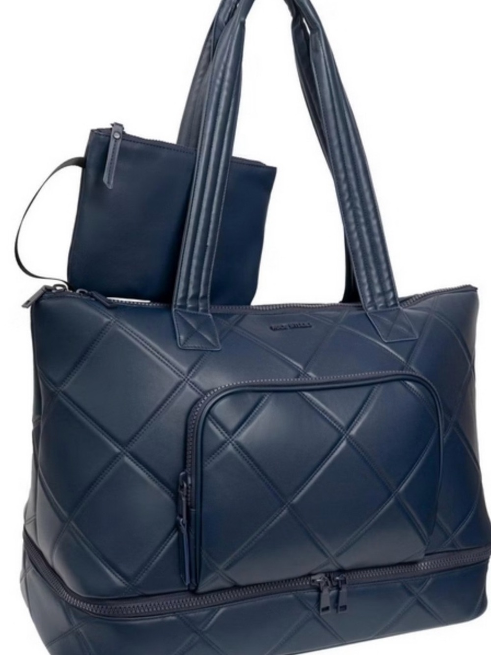 Max Studio 21”Large Quilted Drop Bottom Weekender Duffle (Vegan Leather) NWOT